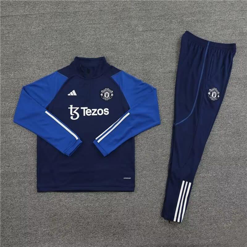 Thailand Quality(AAA) 23/24 Manchester United Dark Blue Soccer Tracksuit