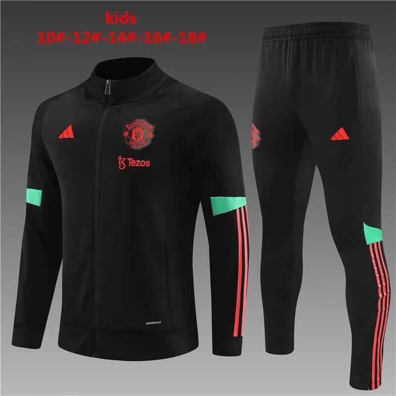 Kids - Thailand Quality(AAA) 23/24 Manchester United Black Soccer Tracksuit
