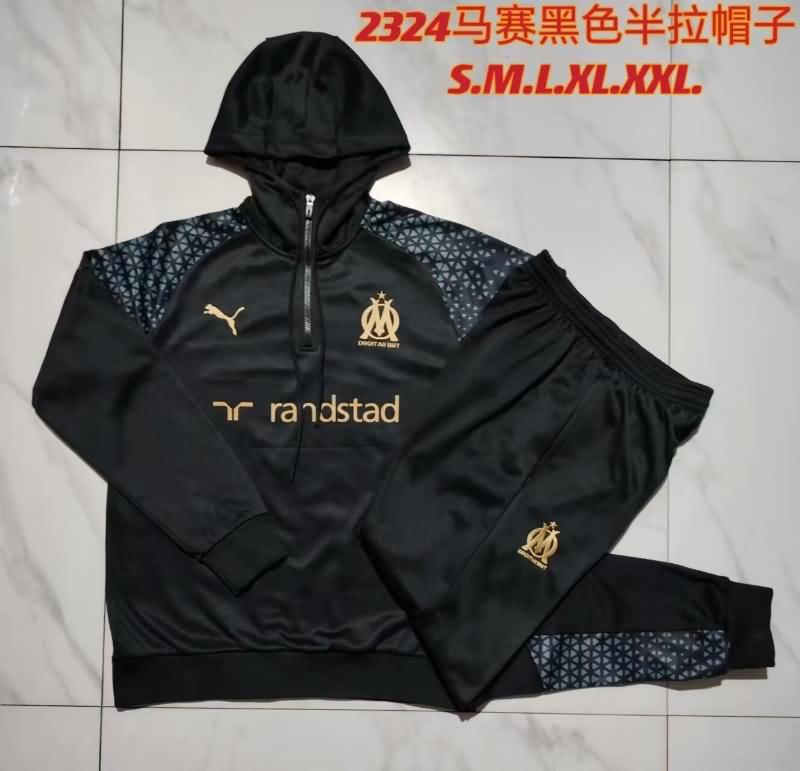 Thailand Quality(AAA) 23/24 Marseilles Black Soccer Tracksuit 02
