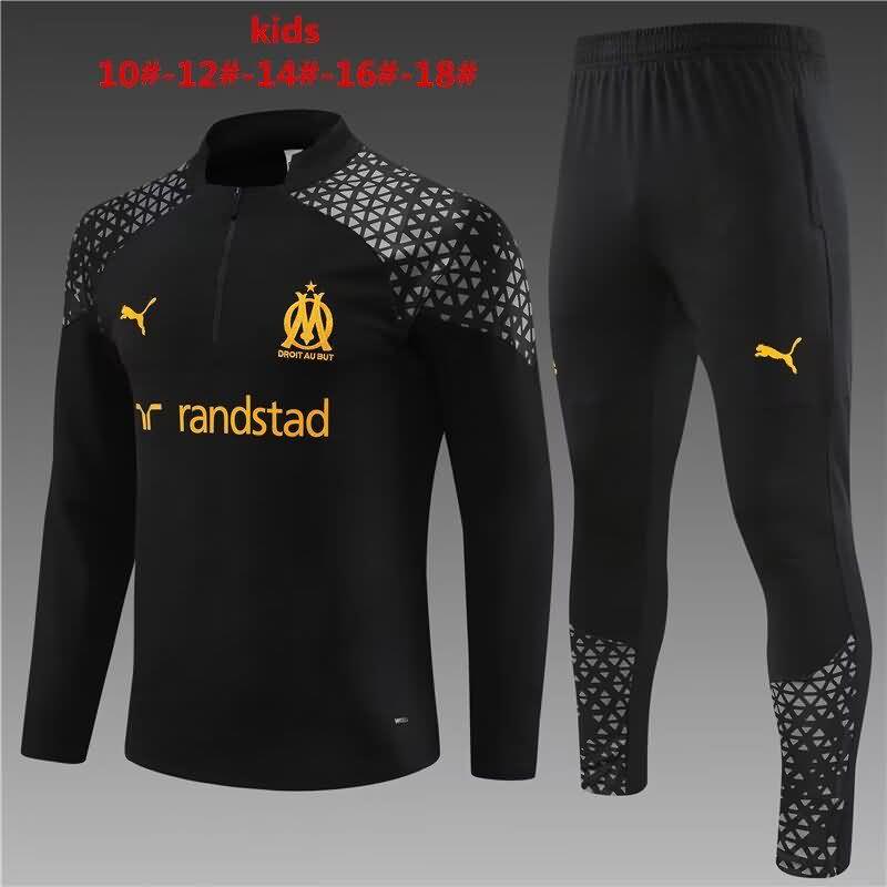 Kids - Thailand Quality(AAA) 23/24 Marseilles Black Soccer Tracksuit