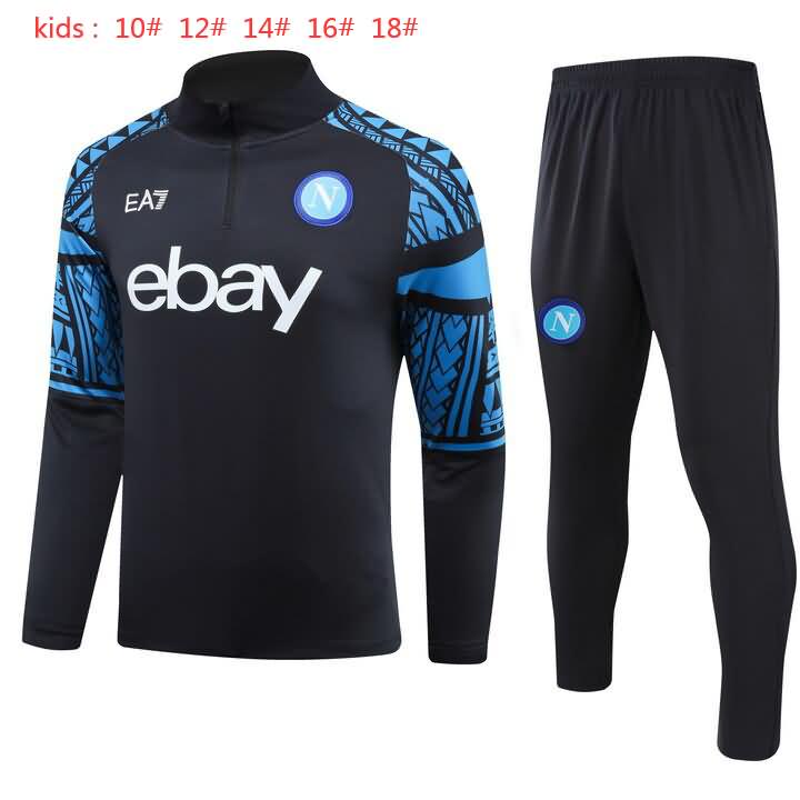 Kids - Thailand Quality(AAA) 23/24 Napoli Black Soccer Tracksuit