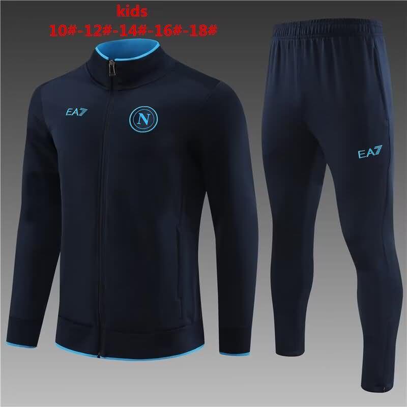 Kids - Thailand Quality(AAA) 23/24 Napoli Dark Blue Soccer Tracksuit