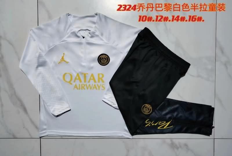 Kids - Thailand Quality(AAA) 23/24 Paris St Germain White Soccer Tracksuit