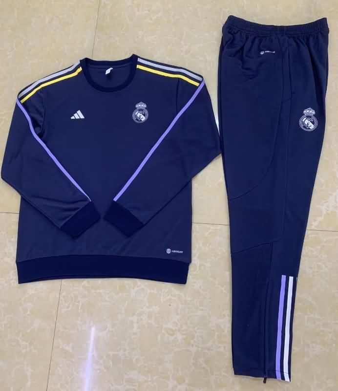 Thailand Quality(AAA) 23/24 Real Madrid Dark Blue Soccer Tracksuit