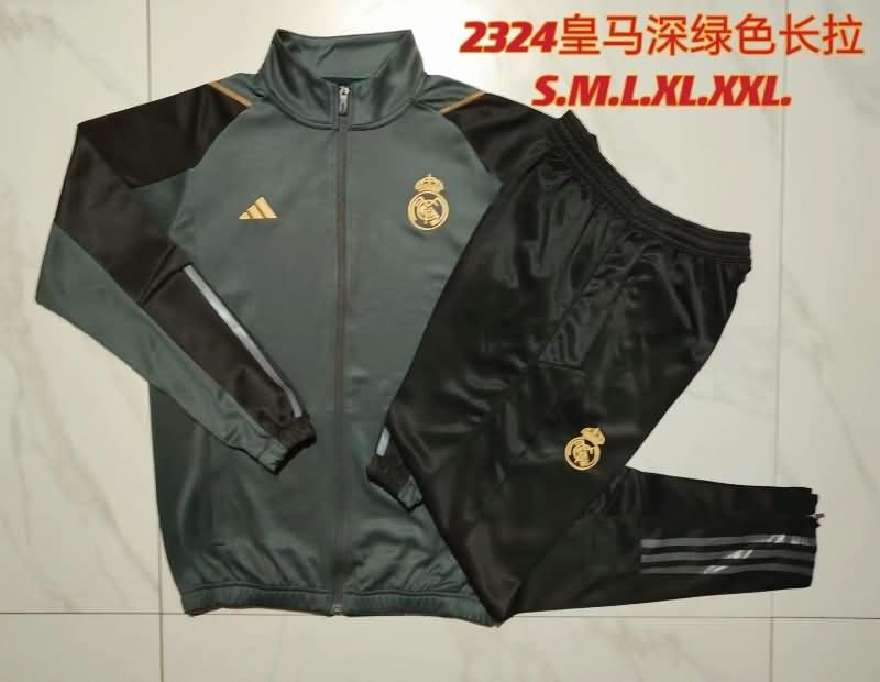 Thailand Quality(AAA) 23/24 Real Madrid Dark Green Soccer Tracksuit
