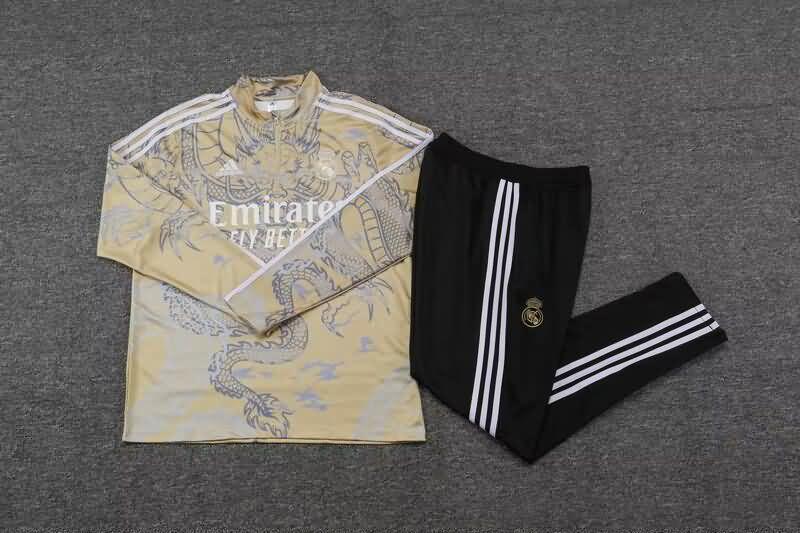 Thailand Quality(AAA) 23/24 Real Madrid Gold Soccer Tracksuit