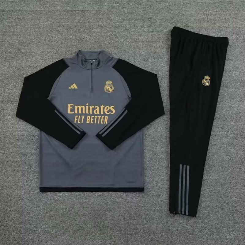 Thailand Quality(AAA) 23/24 Real Madrid Grey Soccer Tracksuit