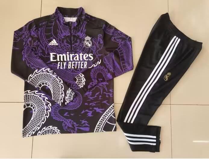 Thailand Quality(AAA) 23/24 Real Madrid Purple Soccer Tracksuit