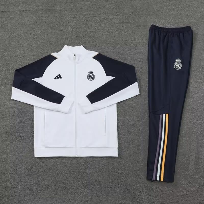 Thailand Quality(AAA) 23/24 Real Madrid White Soccer Tracksuit
