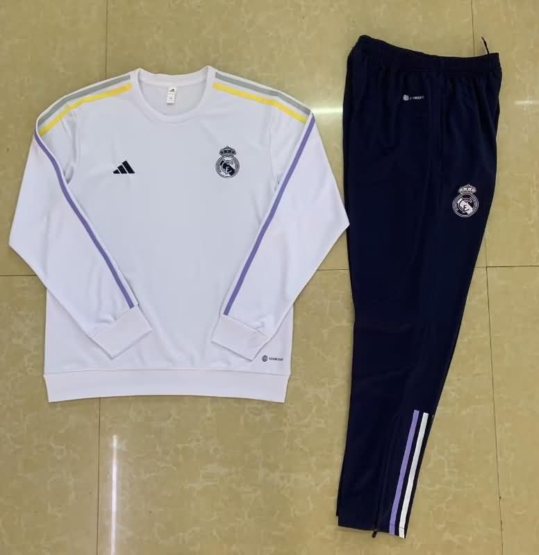 Thailand Quality(AAA) 23/24 Real Madrid White Soccer Tracksuit 02