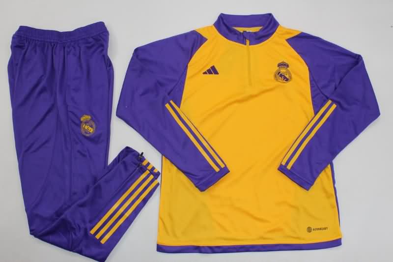 Thailand Quality(AAA) 23/24 Real Madrid Yellow Soccer Tracksuit