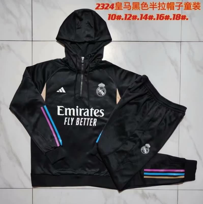 Kids - Thailand Quality(AAA) 23/24 Real Madrid Black Soccer Tracksuit 02
