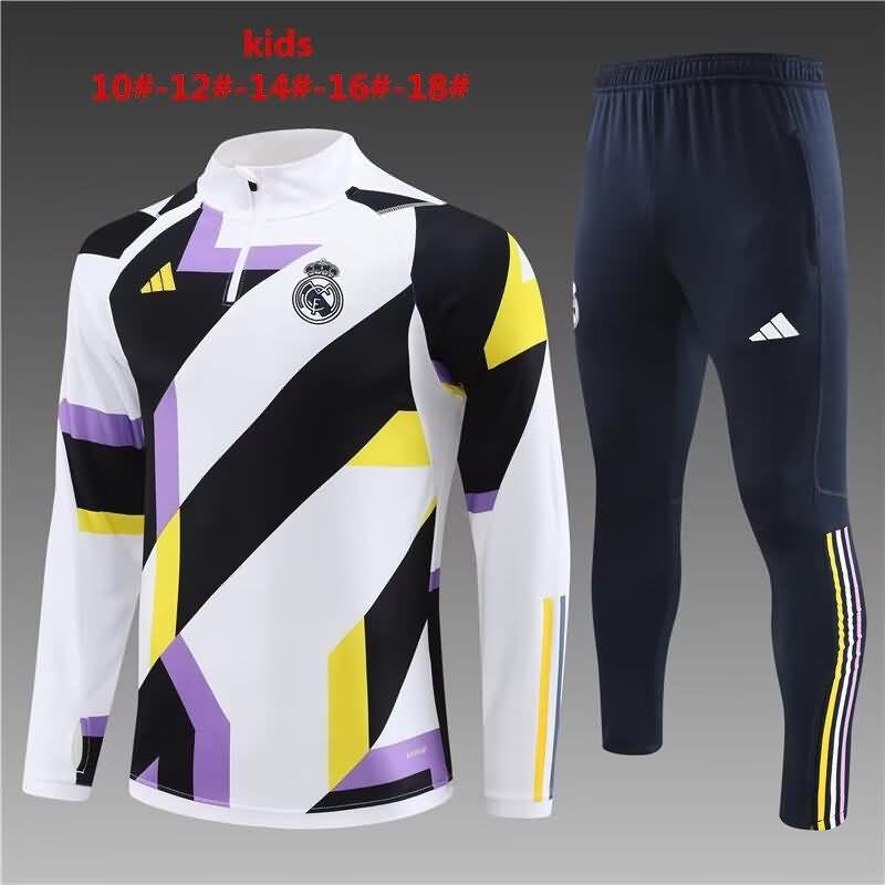Kids - Thailand Quality(AAA) 23/24 Real Madrid White Soccer Tracksuit