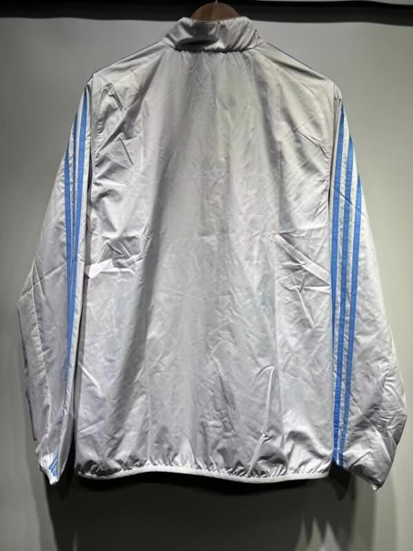 Thailand Quality(AAA) 2024 Argentina White Blue Reversible Soccer Windbreaker