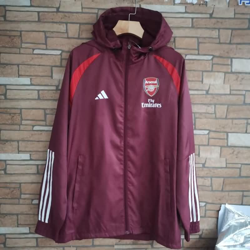Thailand Quality(AAA) 23/24 Arsenal Red Soccer Windbreaker