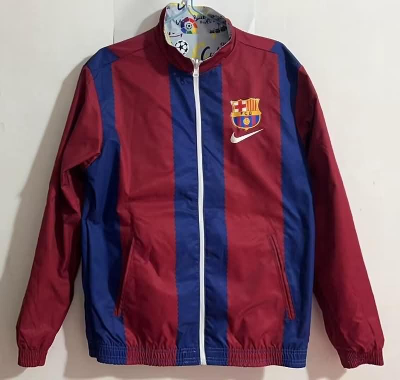 Thailand Quality(AAA) 23/24 Barcelona Red White Reversible Soccer Windbreaker