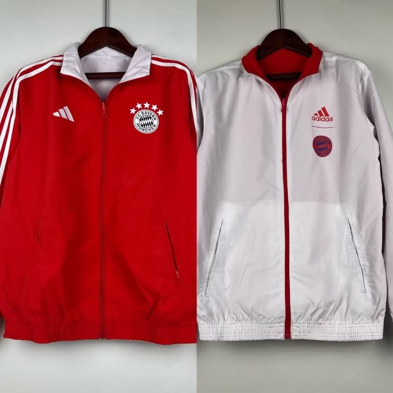 Thailand Quality(AAA) 23/24 Bayern Munich Red White Reversible Soccer Windbreaker