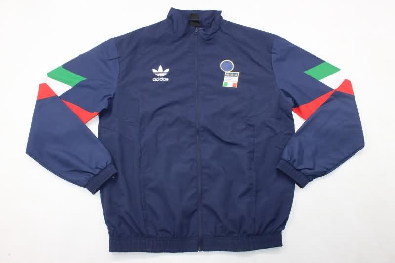 Thailand Quality(AAA) 2024 Italy Dark Blue Soccer Windbreaker