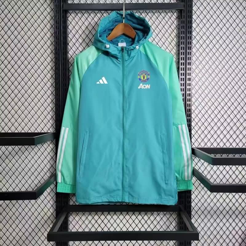 Thailand Quality(AAA) 23/24 Manchester United Green Soccer Windbreaker