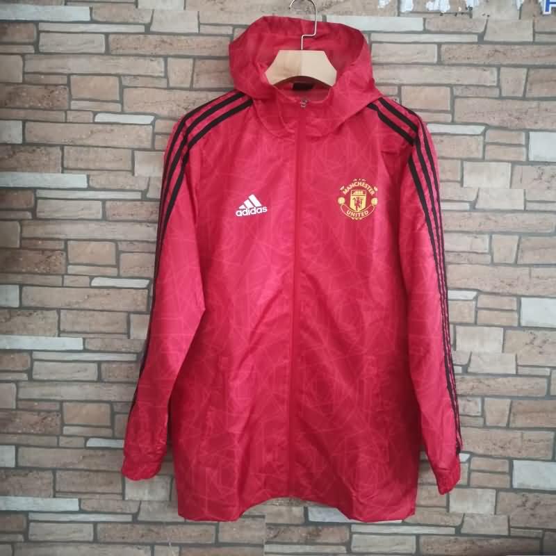 Thailand Quality(AAA) 23/24 Manchester United Red Soccer Windbreaker