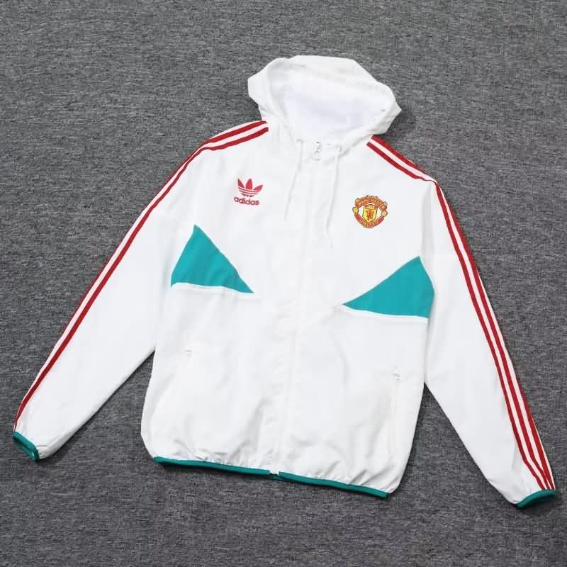 Thailand Quality(AAA) 23/24 Manchester United White Soccer Windbreaker 02