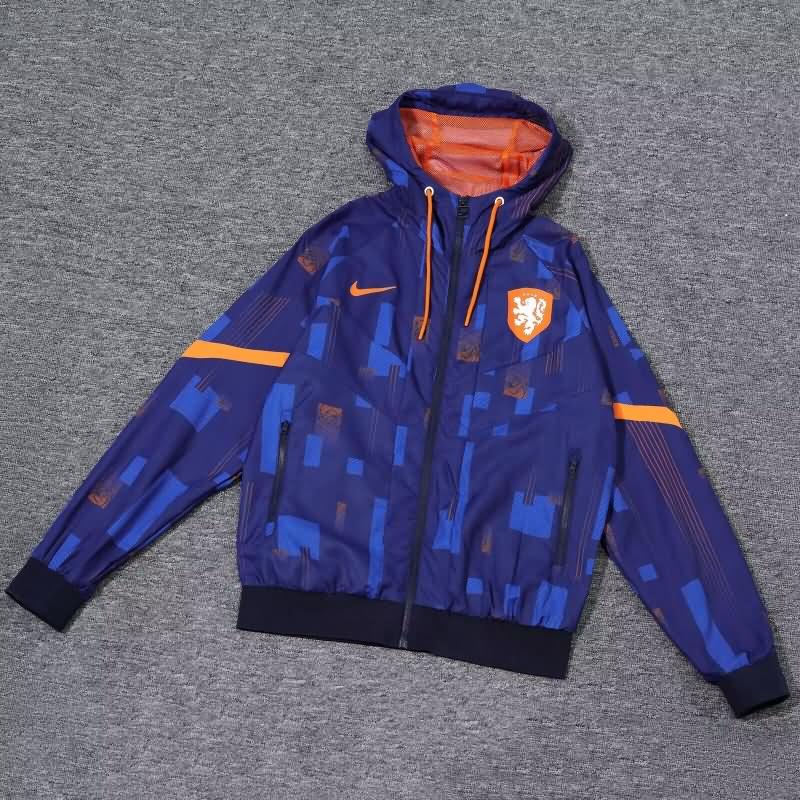 Thailand Quality(AAA) 2024 Netherlands Dark Blue Soccer Windbreaker