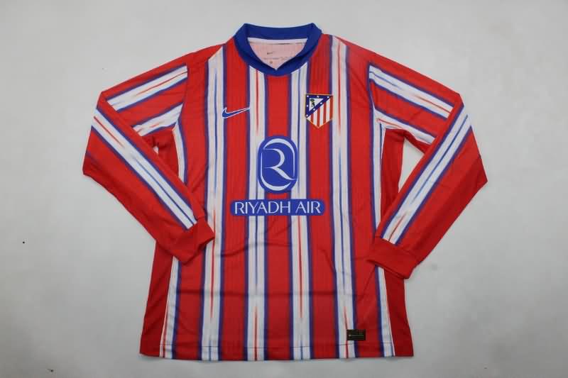 Thailand Quality(AAA) 24/25 Atletico Madrid Home Long Sleeve Soccer Jersey