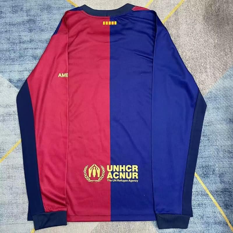 Thailand Quality(AAA) 24/25 Barcelona Home Long Sleeve Soccer Jersey Sponsor