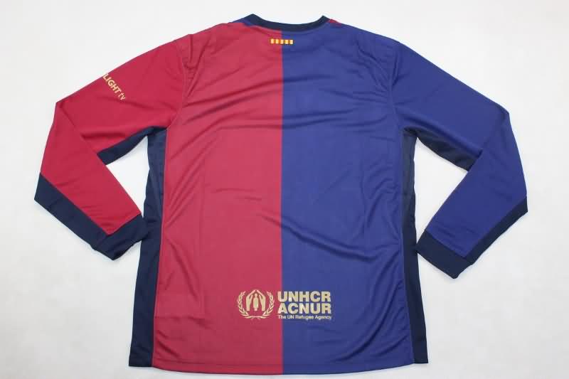 Thailand Quality(AAA) 24/25 Barcelona Home Long Sleeve Soccer Jersey Sponsor