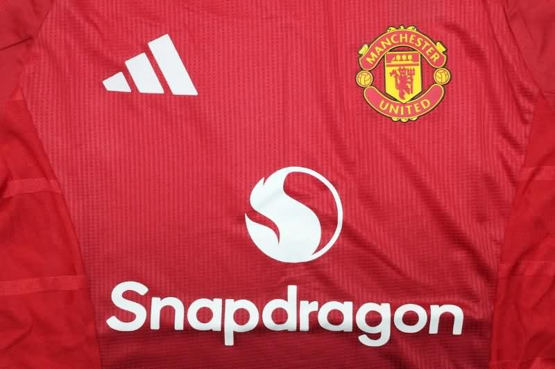 Thailand Quality(AAA) 24/25 Manchester United Home Long Sleeve Soccer Jersey (Player)