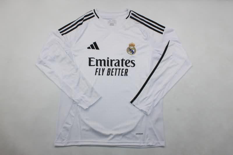 Thailand Quality(AAA) 24/25 Real Madrid Home Long Sleeve Soccer Jersey