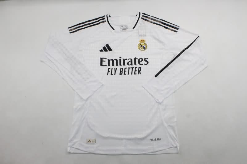 Thailand Quality(AAA) 24/25 Real Madrid Home Long Sleeve Soccer Jersey (Player)