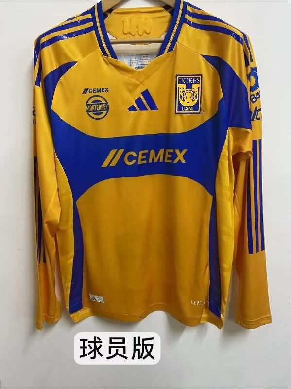 Thailand Quality(AAA) 24/25 Tigres UANL Home Long Sleeve Soccer Jersey (Player)