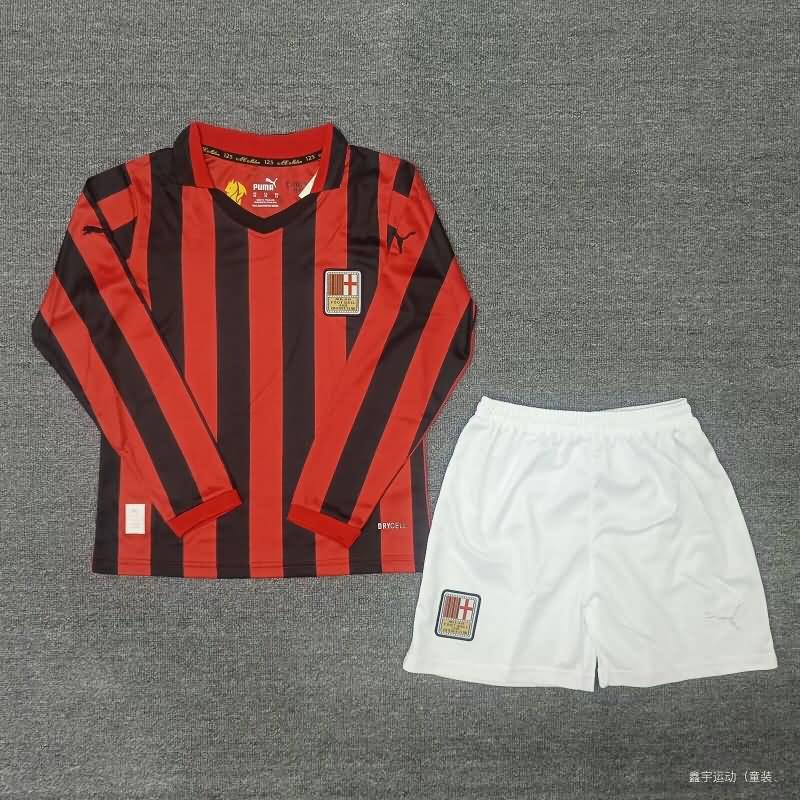 125th AC Milan Anniversary Long Sleeve Kids Soccer Jersey And Shorts