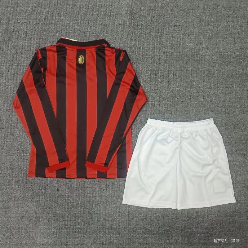 125th AC Milan Anniversary Long Sleeve Kids Soccer Jersey And Shorts