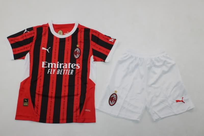 24/25 AC Milan Home Kids Soccer Jersey And Shorts