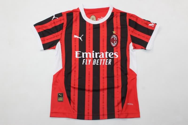 24/25 AC Milan Home Kids Soccer Jersey And Shorts