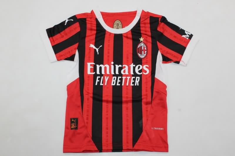 24/25 AC Milan Home Kids Soccer Jersey And Shorts (Player)