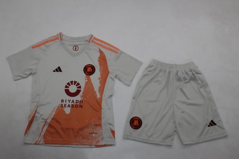 24/25 AS Roma Away Kids Soccer Jersey And Shorts