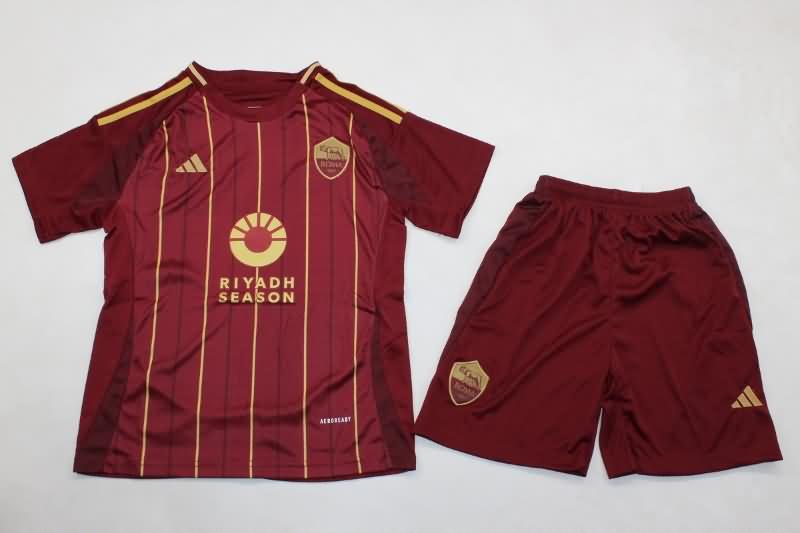 24/25 AS Roma Home Kids Soccer Jersey And Shorts