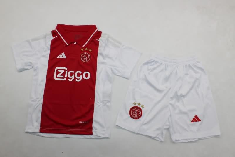 24/25 Ajax Home Kids Soccer Jersey And Shorts