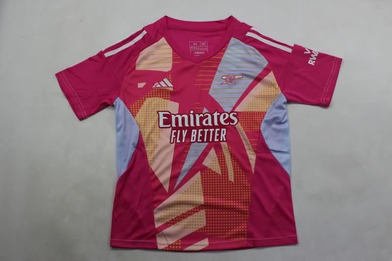 24/25 Arsenal Goalkeeper Pink Kids Soccer Jersey And Shorts