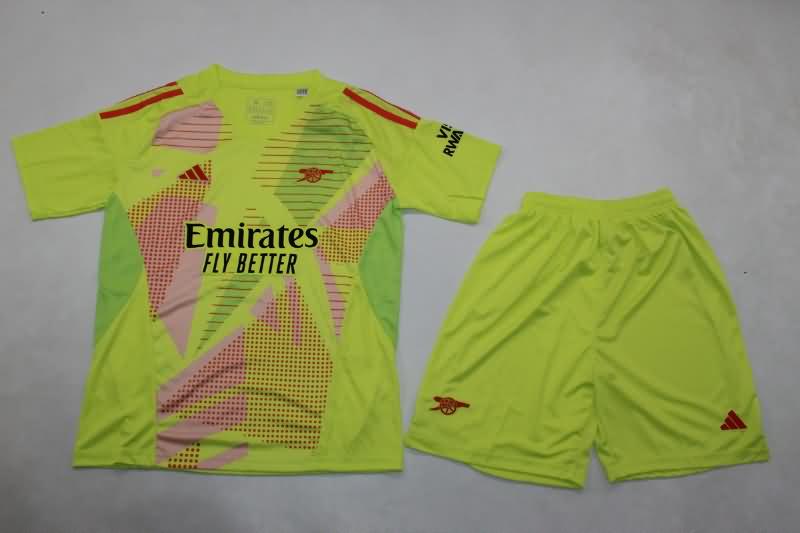 24/25 Arsenal Goalkeeper Yellow Kids Soccer Jersey And Shorts