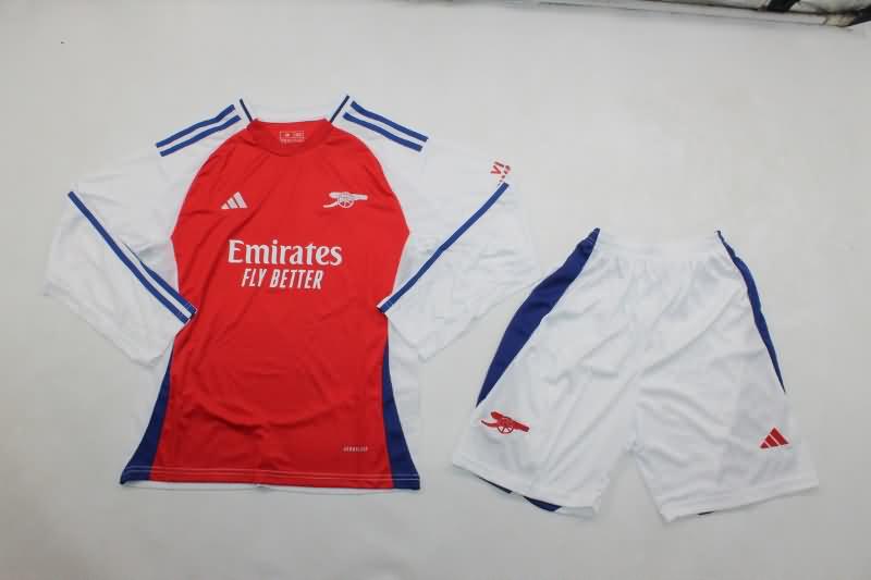 24/25 Arsenal Home Long Sleeve Kids Soccer Jersey And Shorts