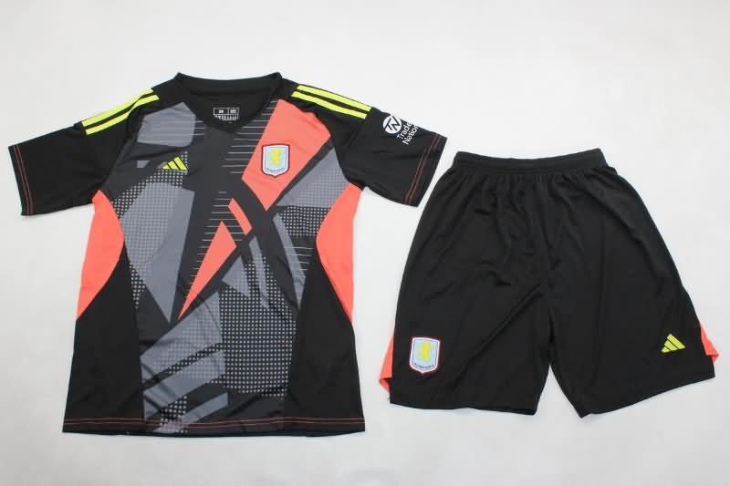 24/25 Aston Villa Goalkeeper Black Kids Soccer Jersey And Shorts