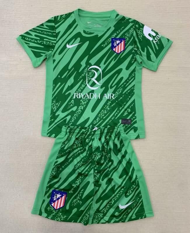 24/25 Atletico Madrid Goalkeeper Green Kids Soccer Jersey And Shorts