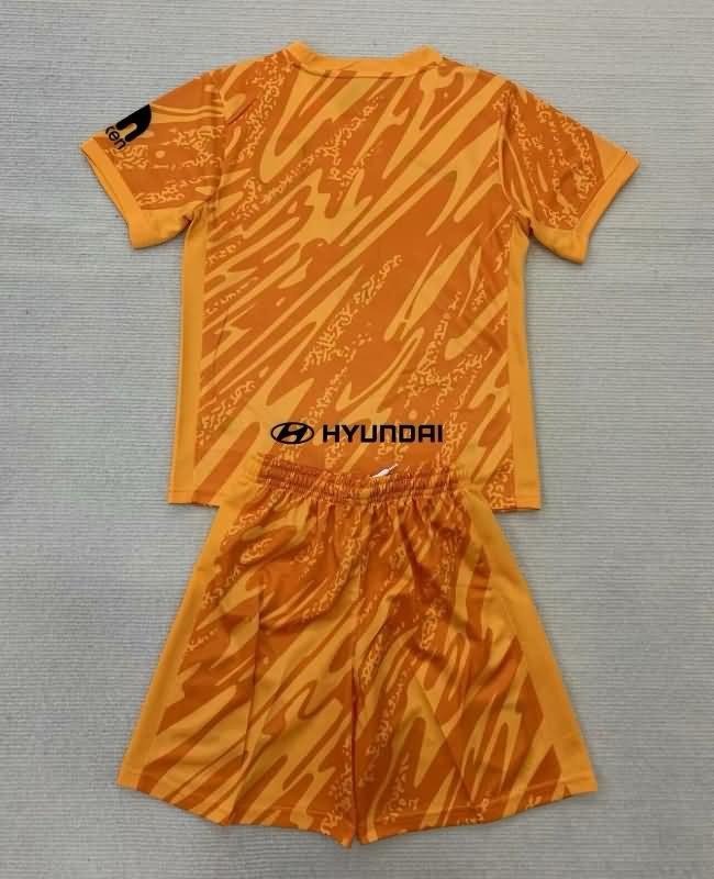 24/25 Atletico Madrid Goalkeeper Orange Kids Soccer Jersey And Shorts