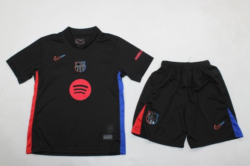 24/25 Barcelona Away Kids Soccer Jersey And Shorts Sponsor