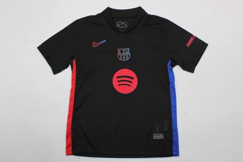 24/25 Barcelona Away Kids Soccer Jersey And Shorts Sponsor