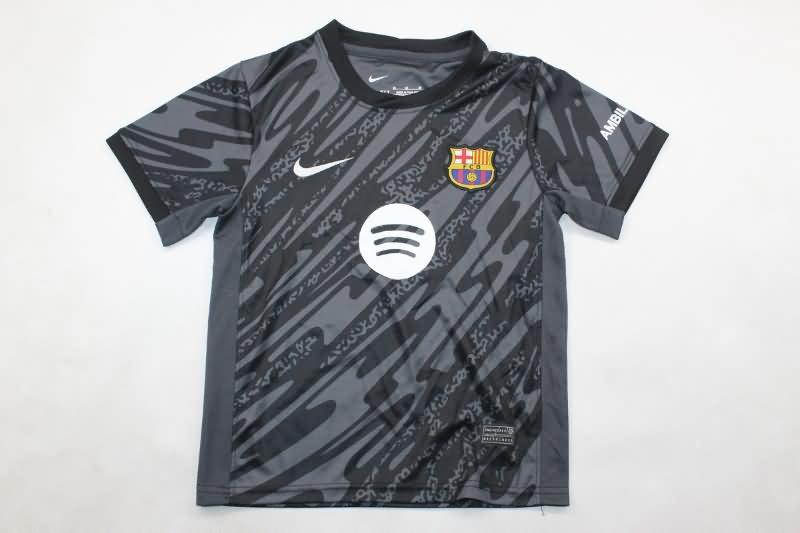 24/25 Barcelona Goalkeeper Black Kids Soccer Jersey And Shorts